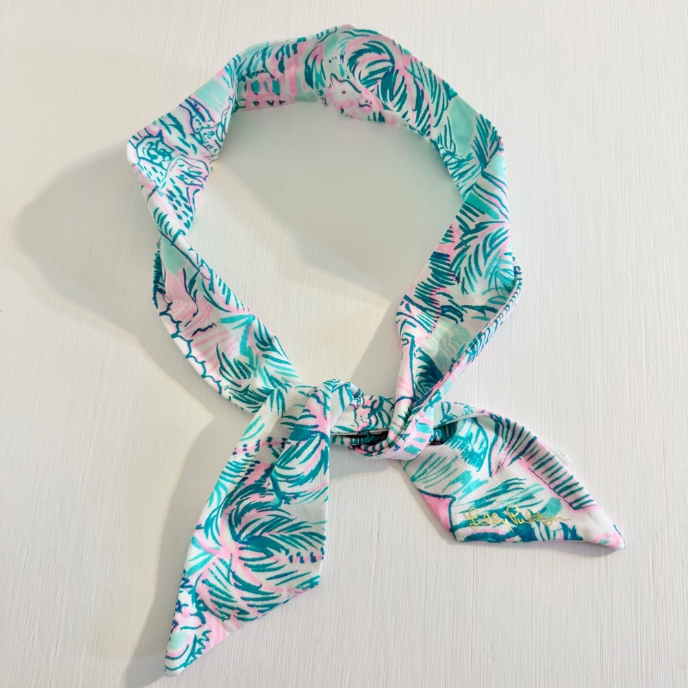 New Lilly Pulitzer Pink & Green Tropical Palm Tree Headband Accessory